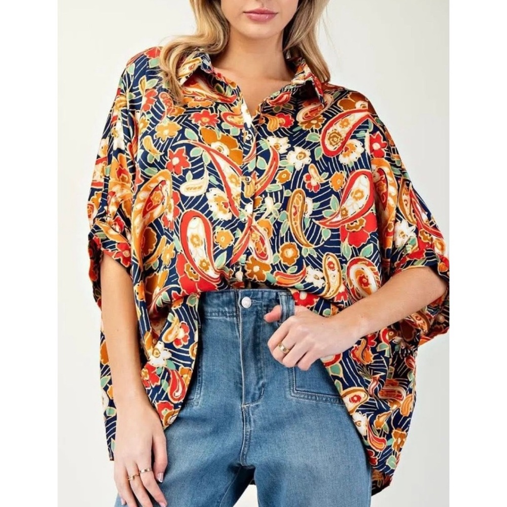 EE:Some Floral Paisley Print Women's Top - Multicolor - Picture 1 of 7